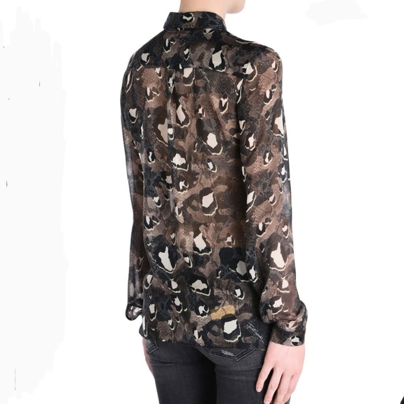 Just Cavalli Button Front 100% Silk Sheer Animal Reptile Print Sheer S IT40 NWT - Picture 9 of 15